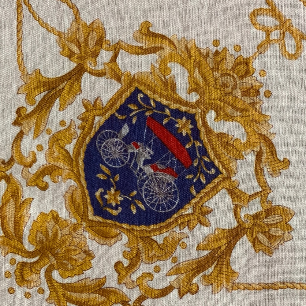Celine Red, Blue and Gold Scarf with Carriage Motif - Picture 5 of 6
